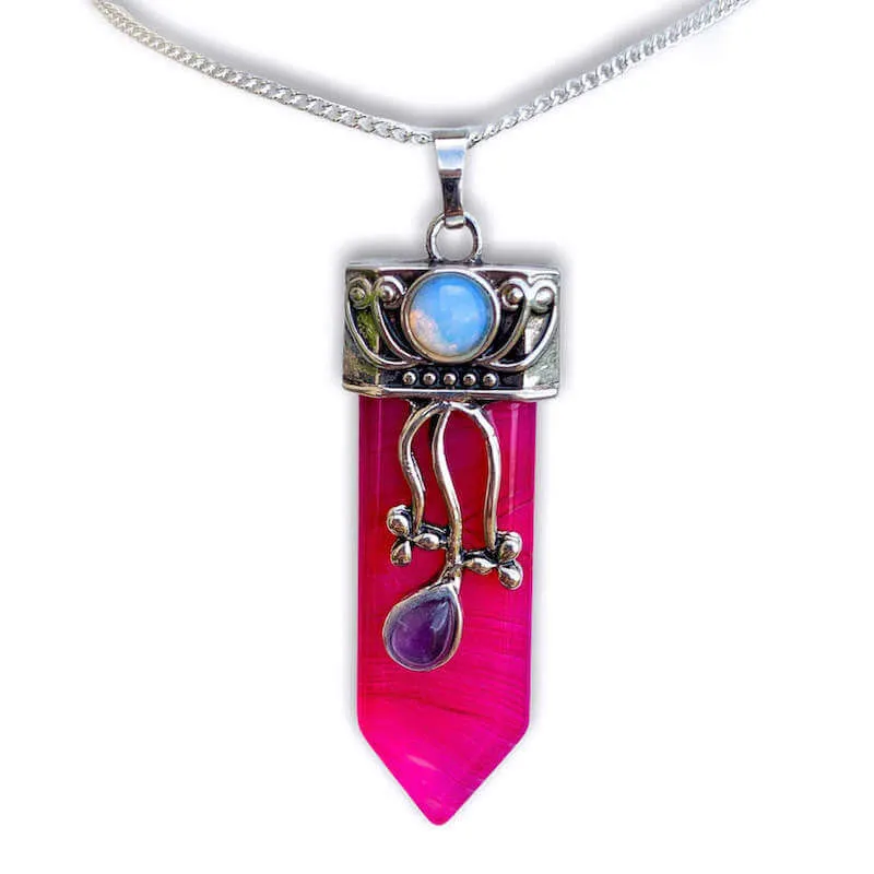 Flower Point Gemstone Pendant Necklace