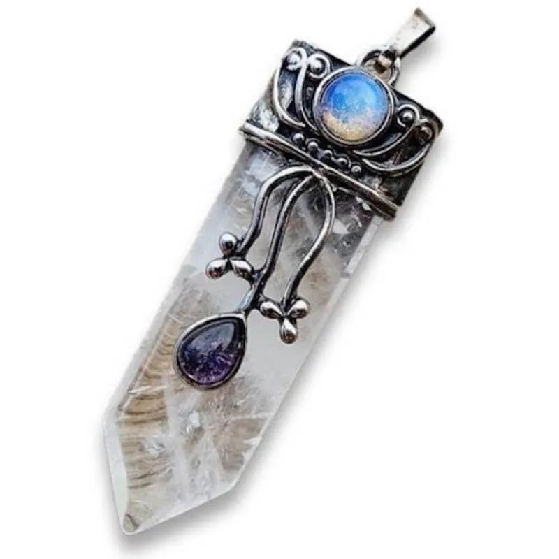 Flower Point Gemstone Pendant Necklace