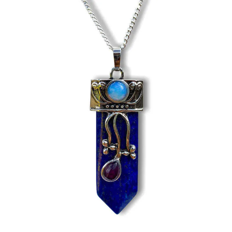 Flower Point Gemstone Pendant Necklace