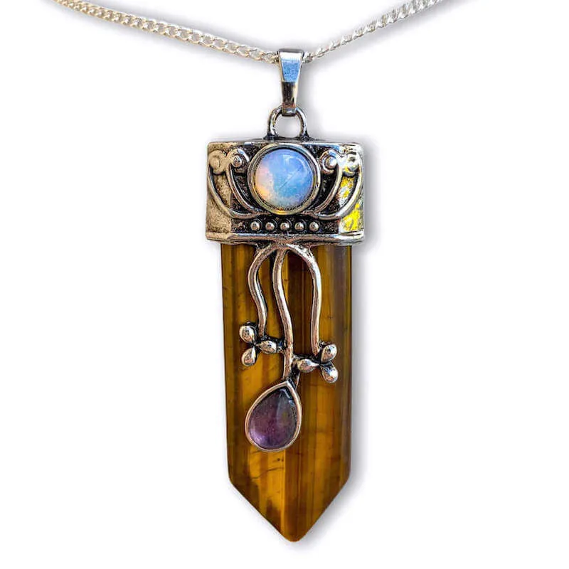 Flower Point Gemstone Pendant Necklace