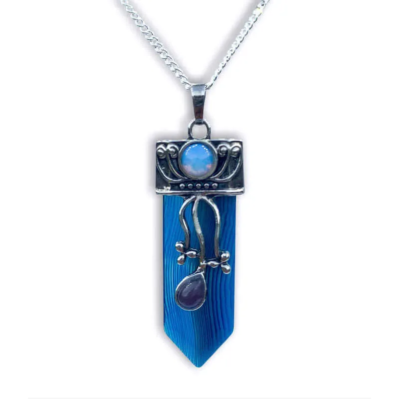 Flower Point Gemstone Pendant Necklace