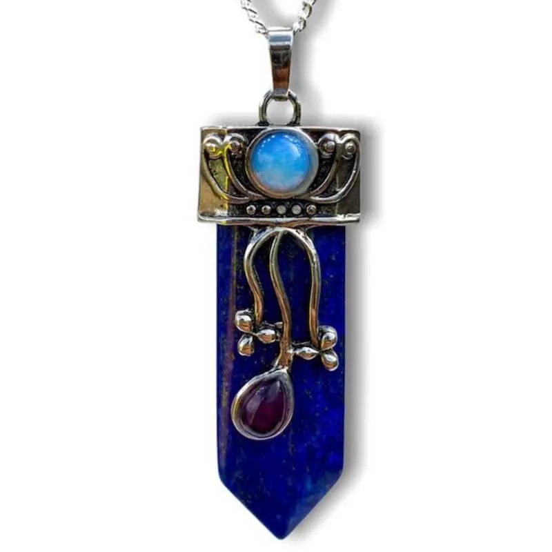 Flower Point Gemstone Pendant Necklace