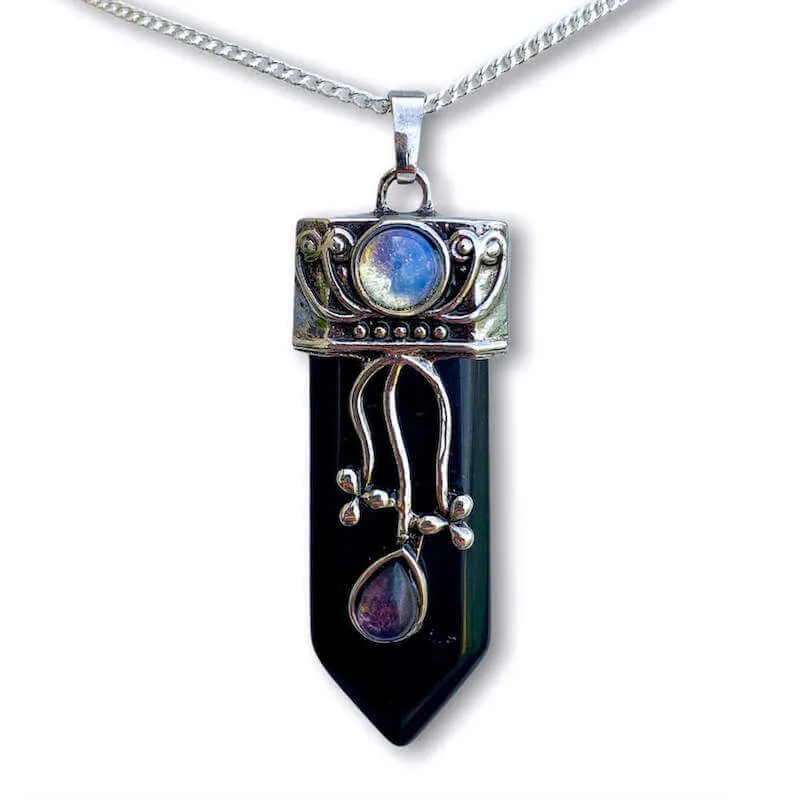 Flower Point Gemstone Pendant Necklace