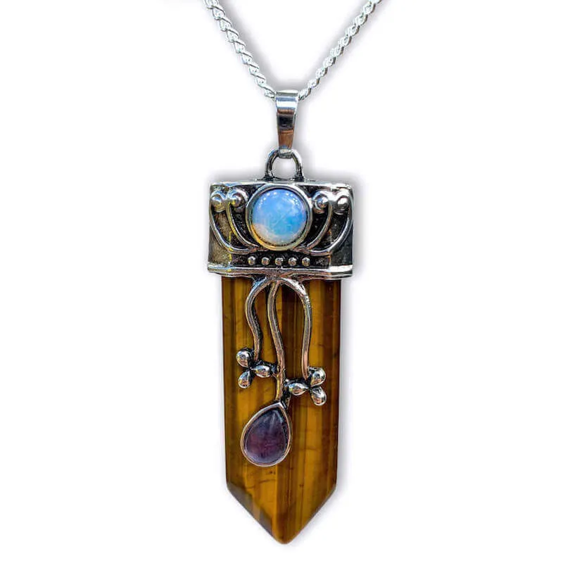 Flower Point Gemstone Pendant Necklace