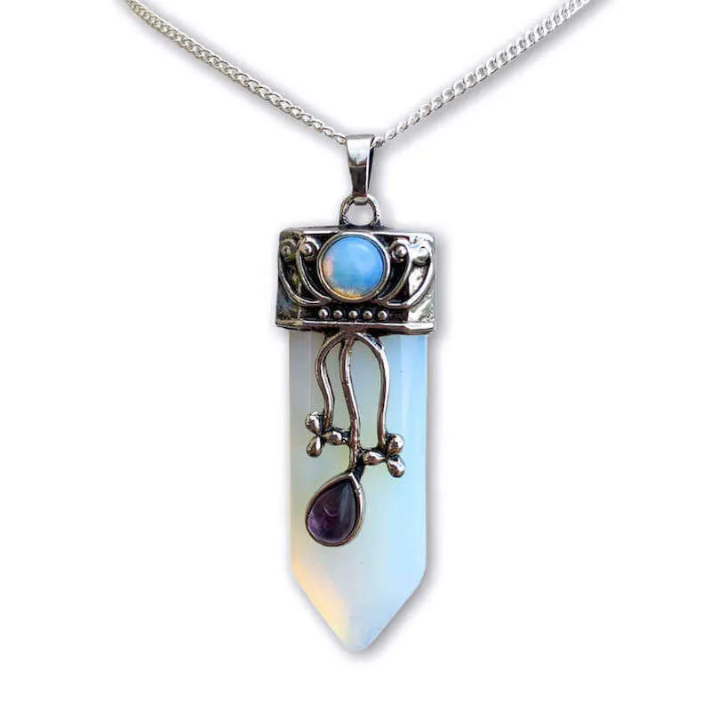Flower Point Gemstone Pendant Necklace