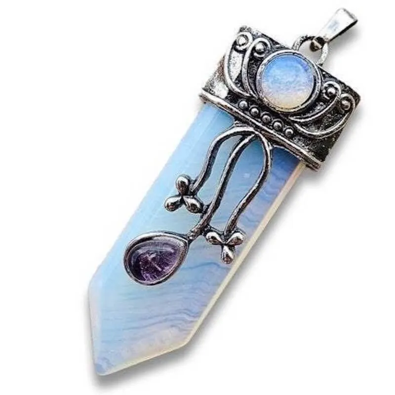 Flower Point Gemstone Pendant Necklace