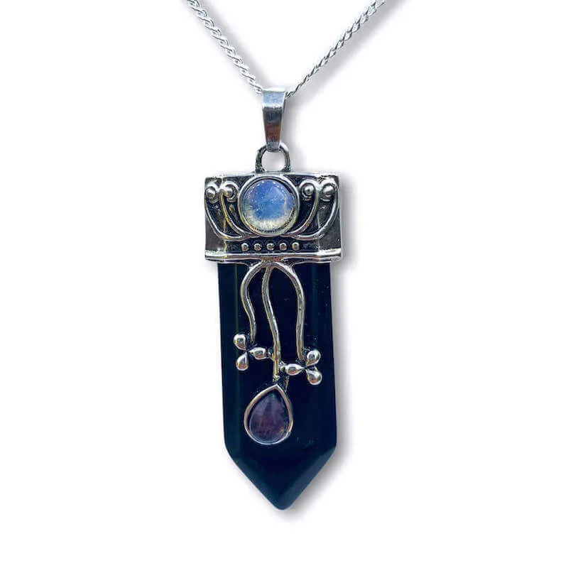 Flower Point Gemstone Pendant Necklace
