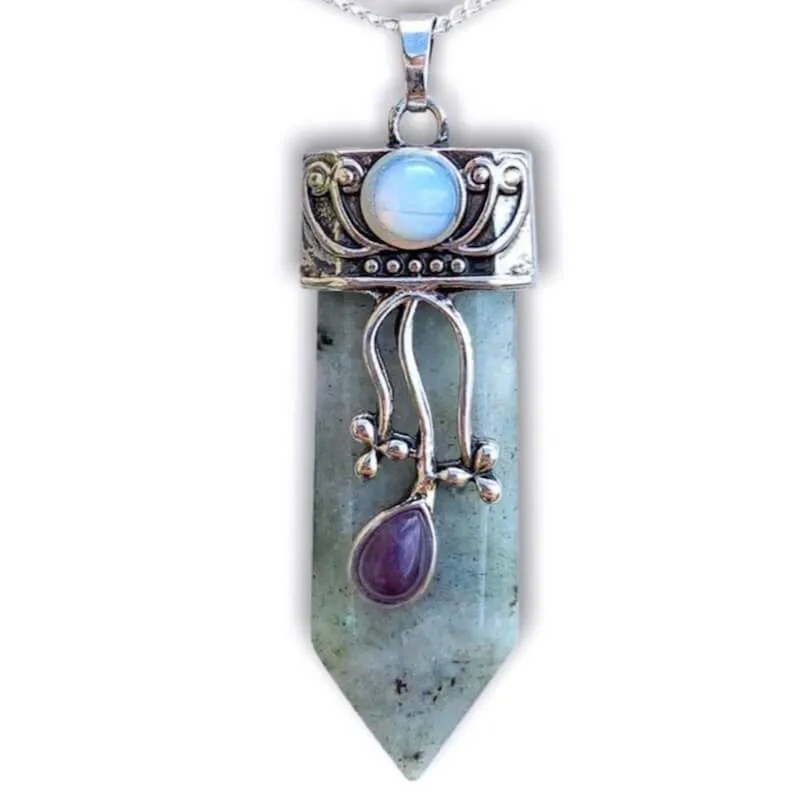 Flower Point Gemstone Pendant Necklace