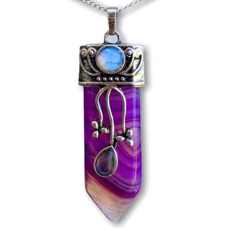 Flower Point Gemstone Pendant Necklace