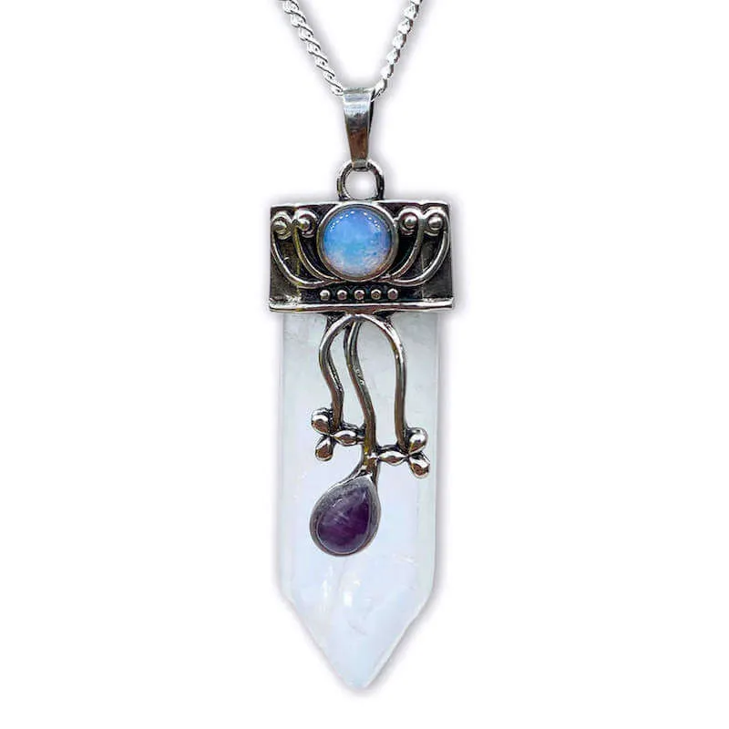 Flower Point Gemstone Pendant Necklace