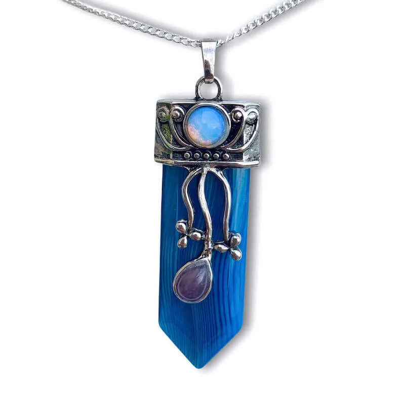 Flower Point Gemstone Pendant Necklace