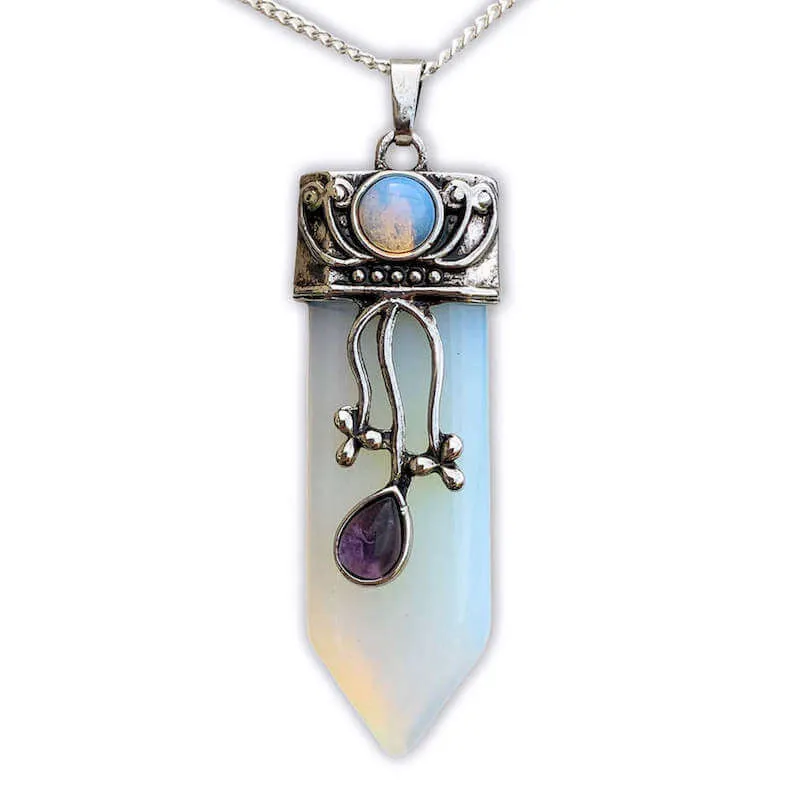 Flower Point Gemstone Pendant Necklace