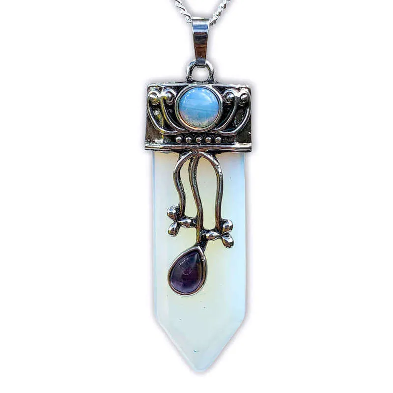Flower Point Gemstone Pendant Necklace