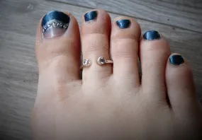 Gemstone Toe Ring • Adjustable Sterling Silver Toe Ring