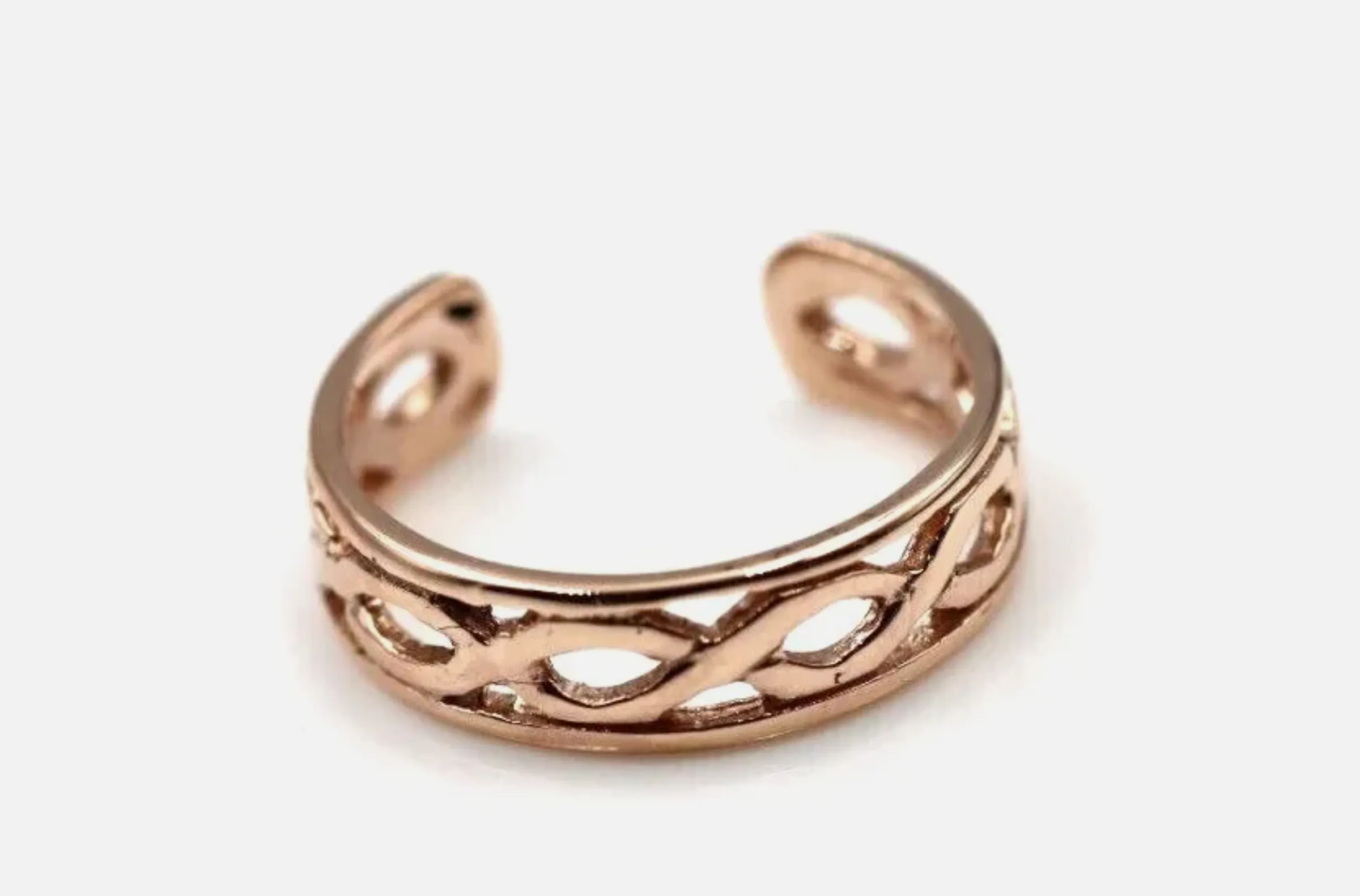 Genuine 9ct Yellow or Rose or White Gold or Sterling Silver Weave Toe Ring 339