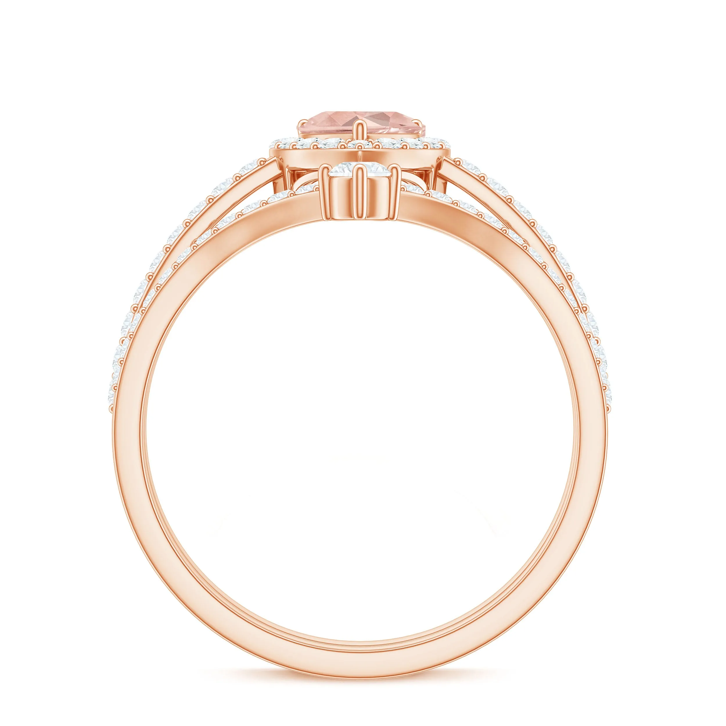 Genuine Morganite Ring Set with Diamond
