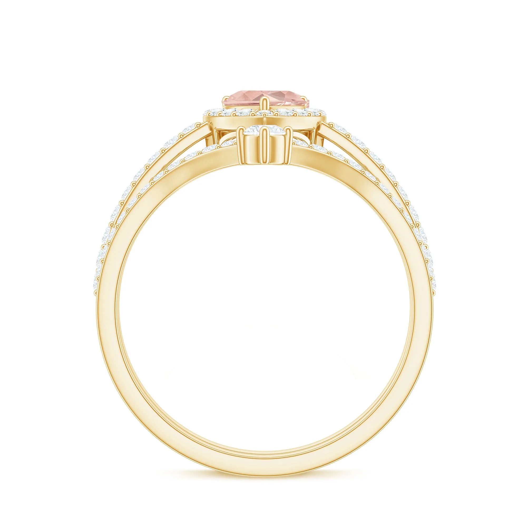 Genuine Morganite Ring Set with Diamond