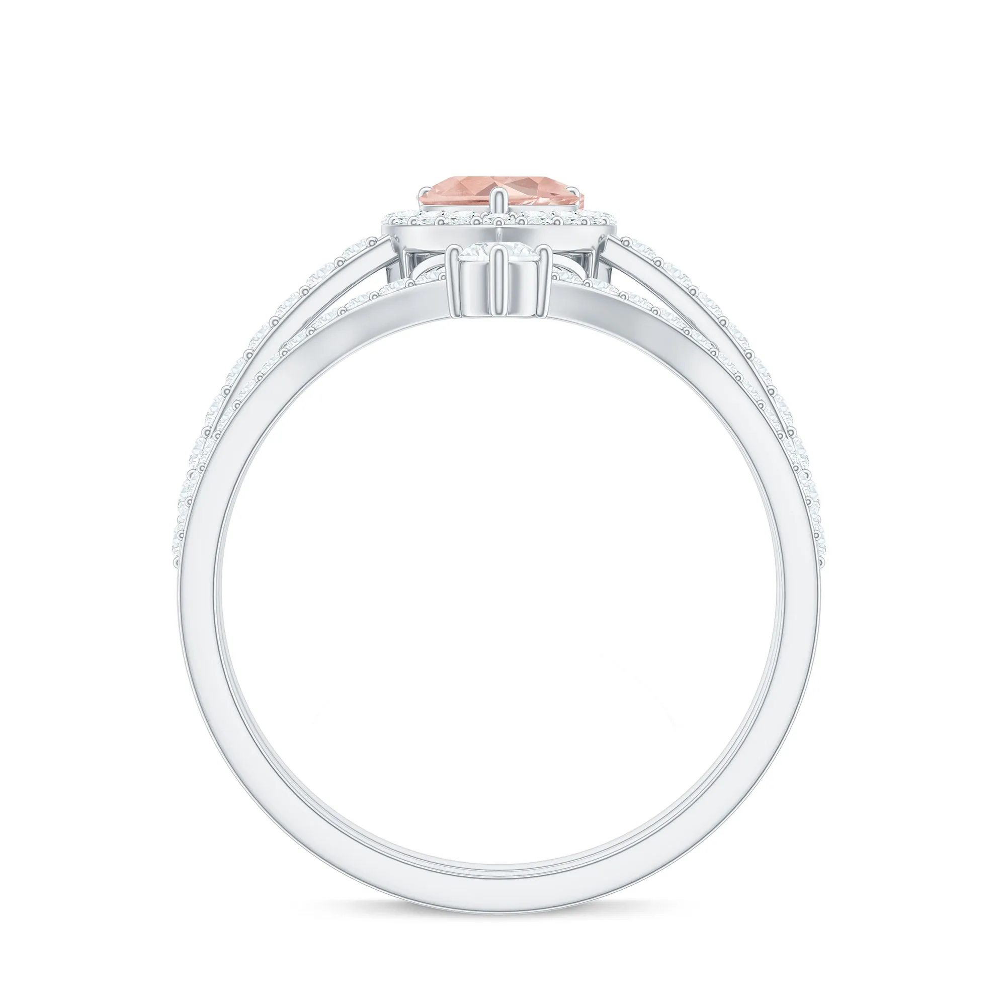 Genuine Morganite Ring Set with Diamond