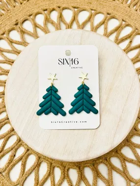 Geometric Christmas Tree Polymer Clay Earrings