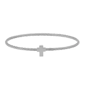 GEORGINI MINI CROSS STEEL CABLE BANGLE