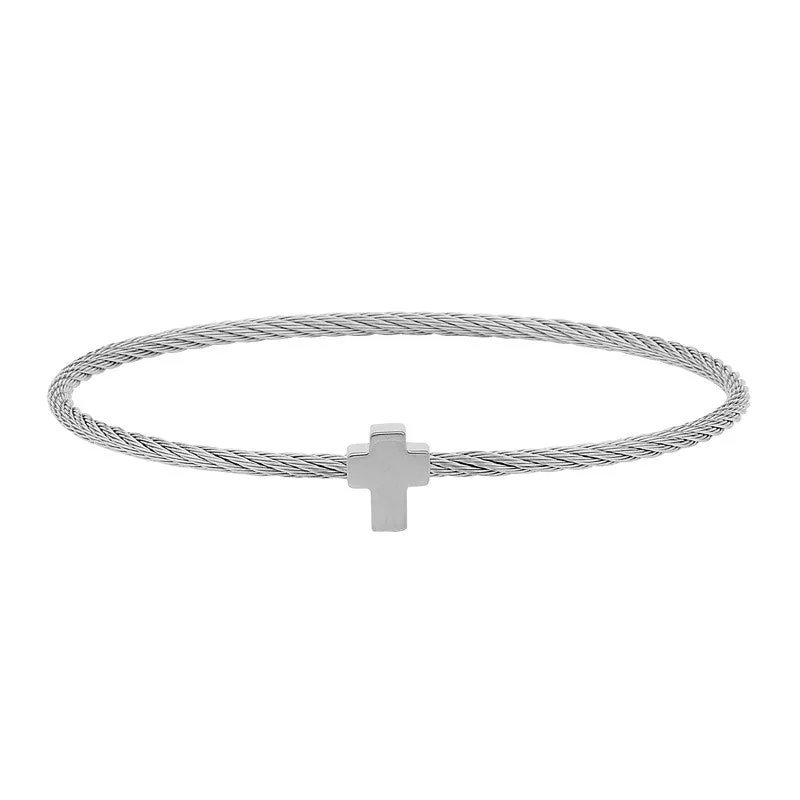 GEORGINI MINI CROSS STEEL CABLE BANGLE