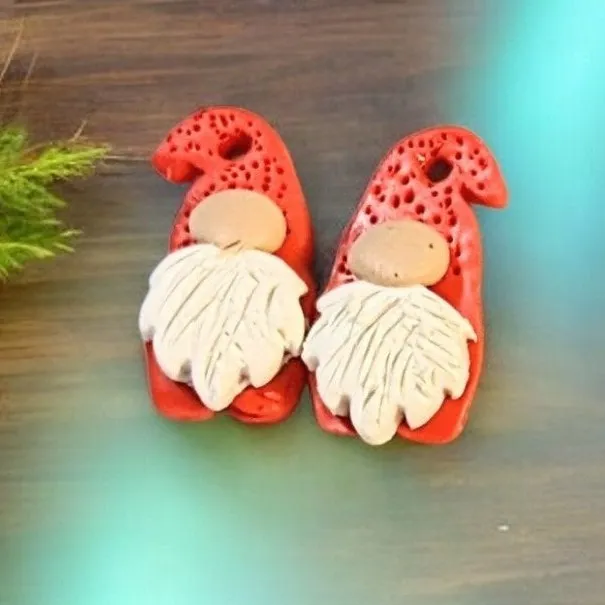 Gnome Clay hook earrings - Silver