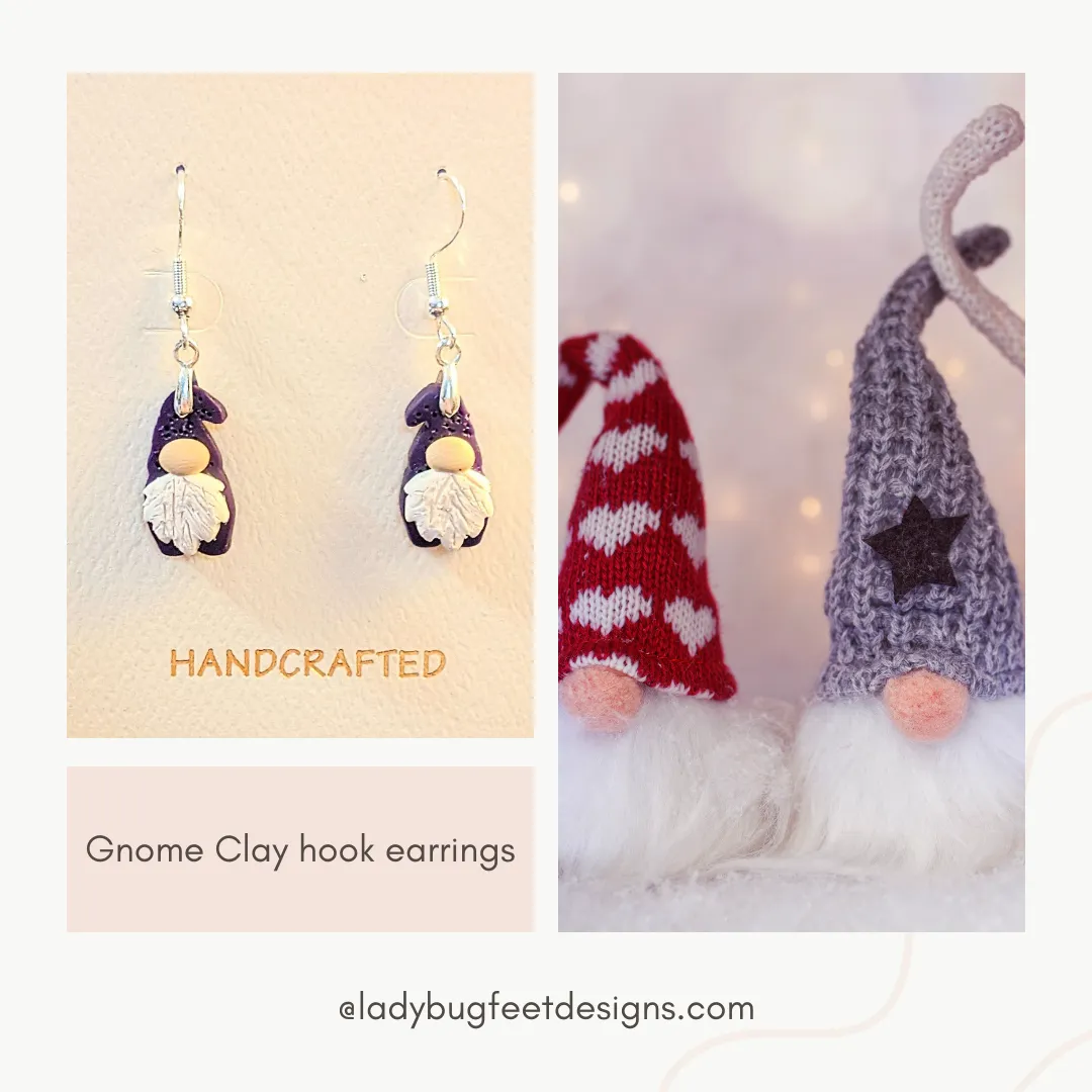 Gnome Clay hook earrings - Silver