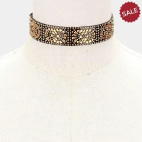 Gold & Crystal Studded Choker Necklace