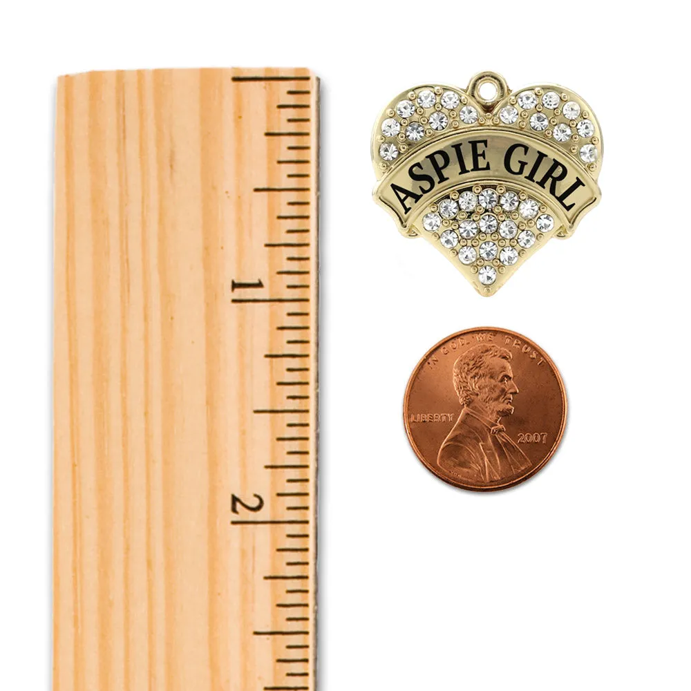Gold Aspie Girl Pave Heart Charm Braided Bracelet