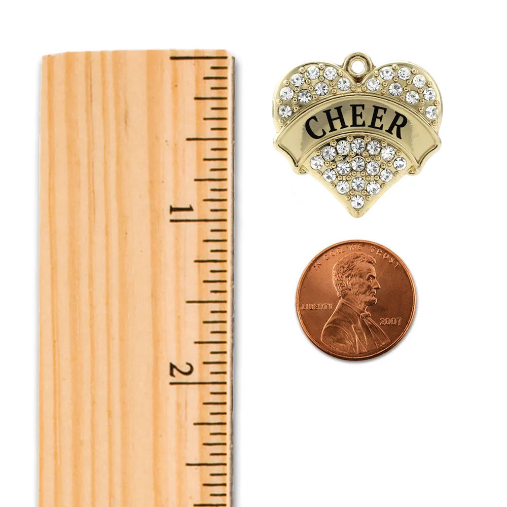 Gold Cheer Pave Heart Charm Toggle Bracelet