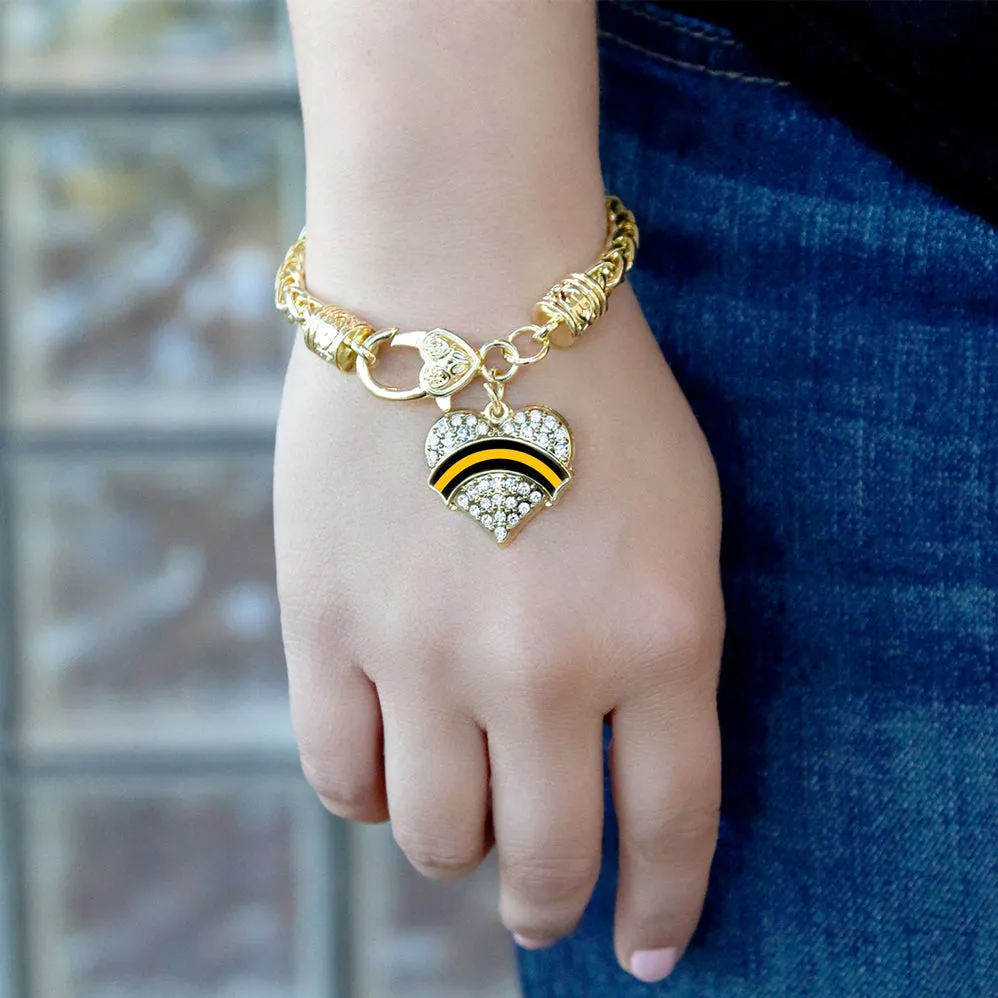 Gold Dispatcher Support Pave Heart Charm Braided Bracelet