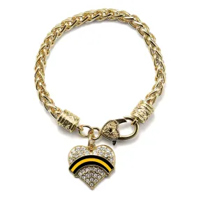 Gold Dispatcher Support Pave Heart Charm Braided Bracelet