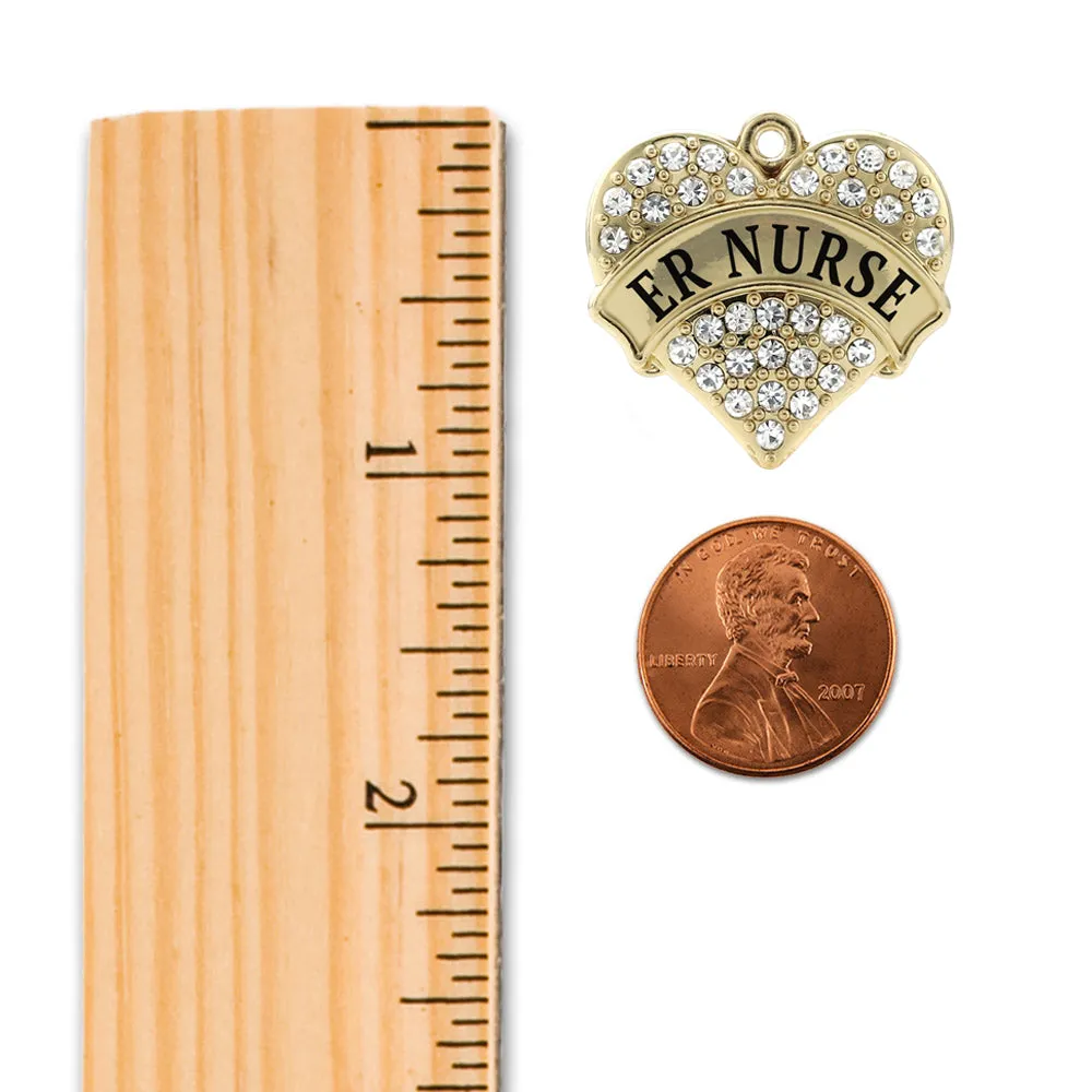 Gold ER Nurse Pave Heart Charm Toggle Bracelet