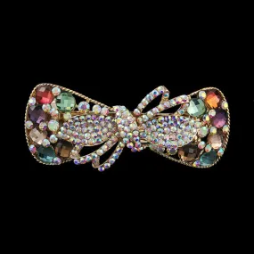 Gold Finish Rhinestone Bow Full-size Barrette