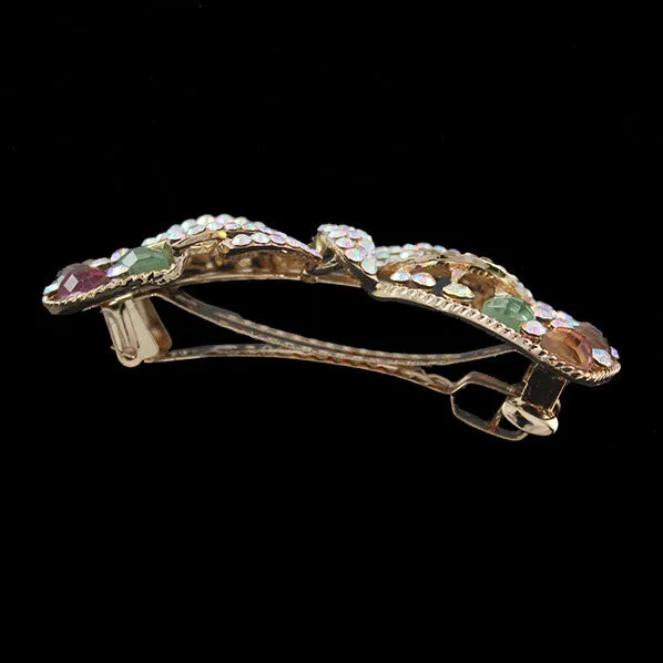 Gold Finish Rhinestone Bow Full-size Barrette