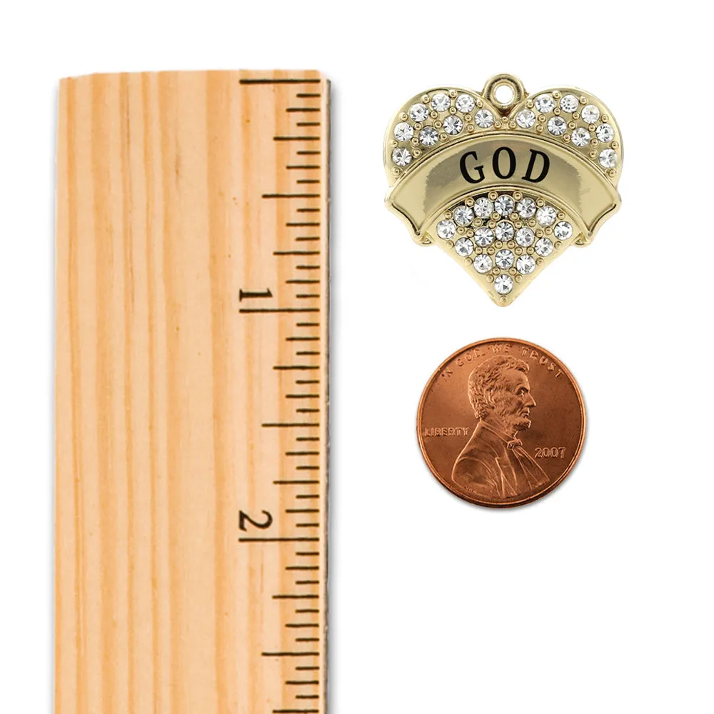 Gold God Pave Heart Charm Toggle Bracelet