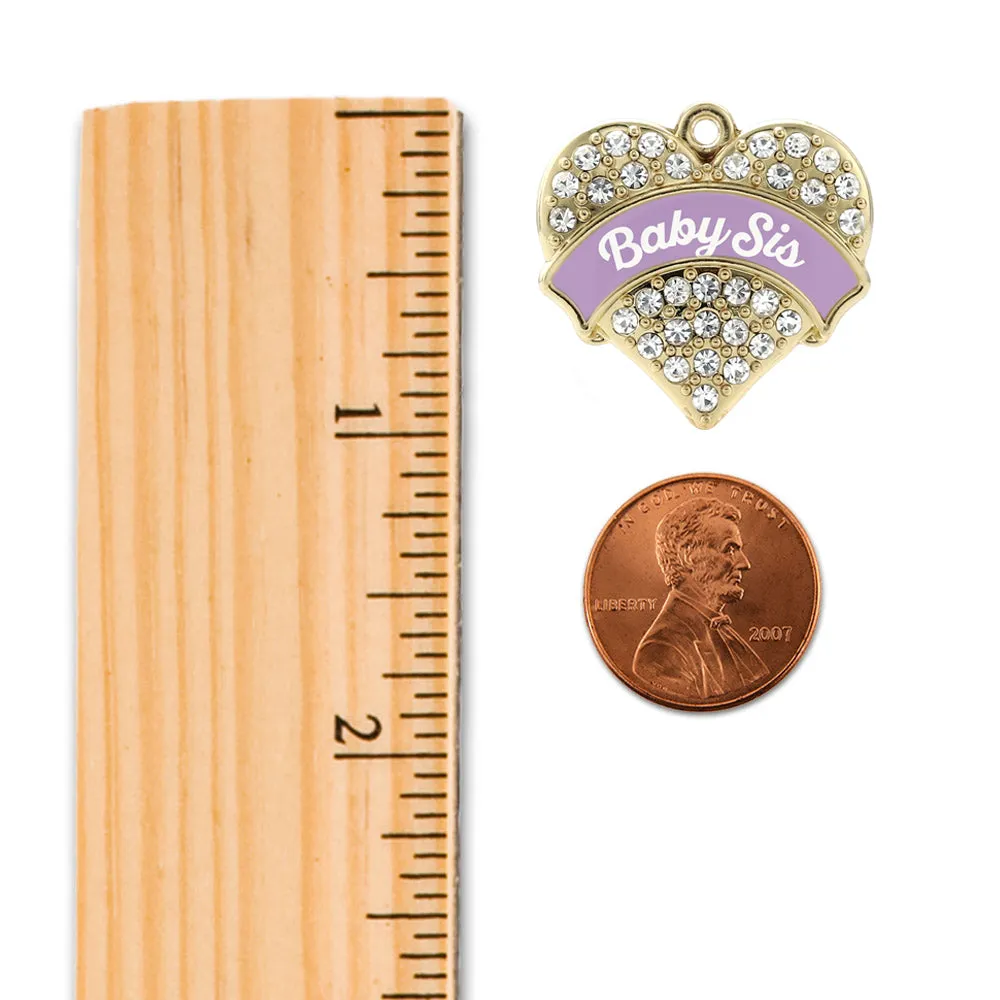 Gold Lavender Baby Sister Pave Heart Charm Toggle Bracelet