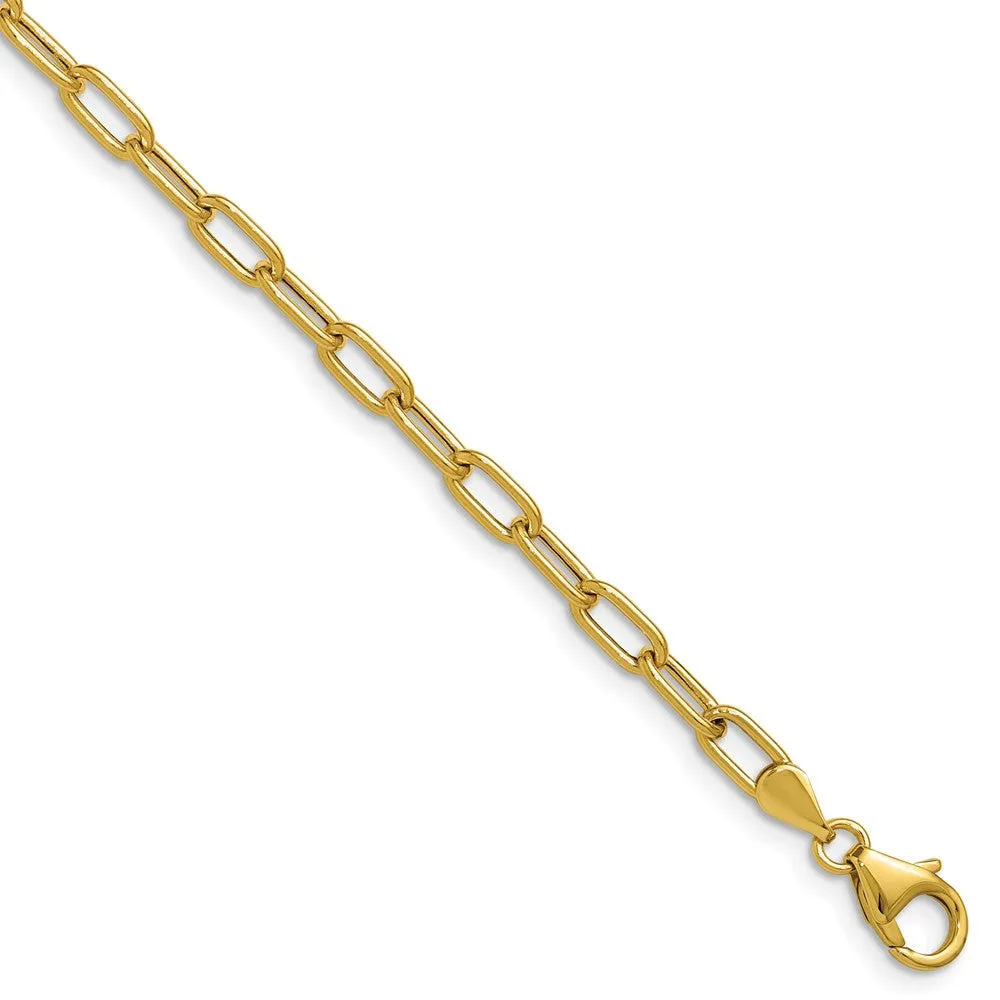 Gold Leslie's 14k 3.7mm 8 Inches Semi-Solid Paperclip Chain Bracelet Model-7360-8