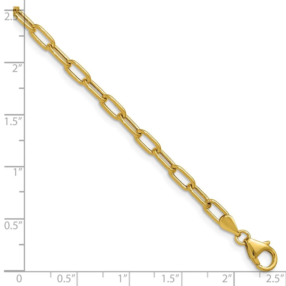 Gold Leslie's 14k 3.7mm 8 Inches Semi-Solid Paperclip Chain Bracelet Model-7360-8