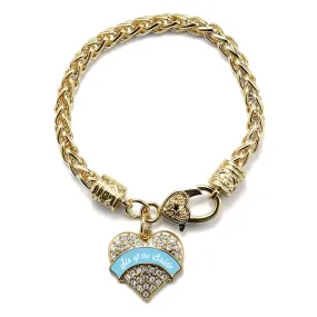 Gold Light Blue Sis of the Bride Pave Heart Charm Braided Bracelet