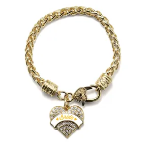 Gold Marigold Bride Pave Heart Charm Braided Bracelet