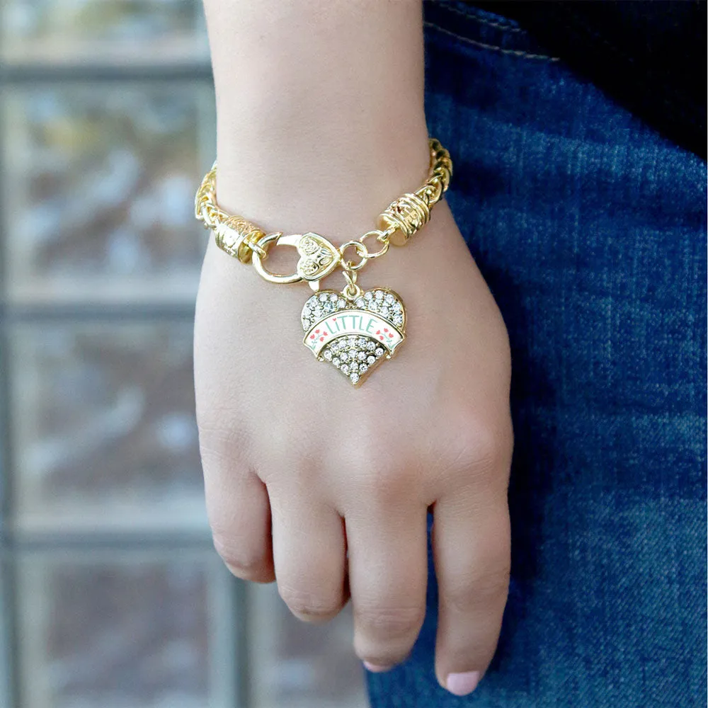 Gold Mint and Peach Little Pave Heart Charm Braided Bracelet