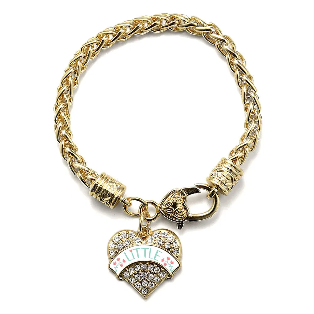 Gold Mint and Peach Little Pave Heart Charm Braided Bracelet