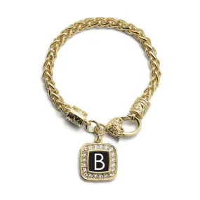 Gold My Initials - Letter B Square Charm Braided Bracelet