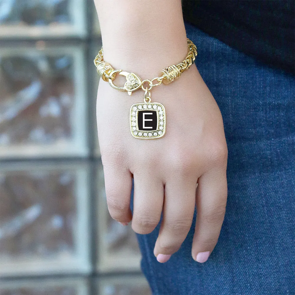 Gold My Initials - Letter E Square Charm Braided Bracelet