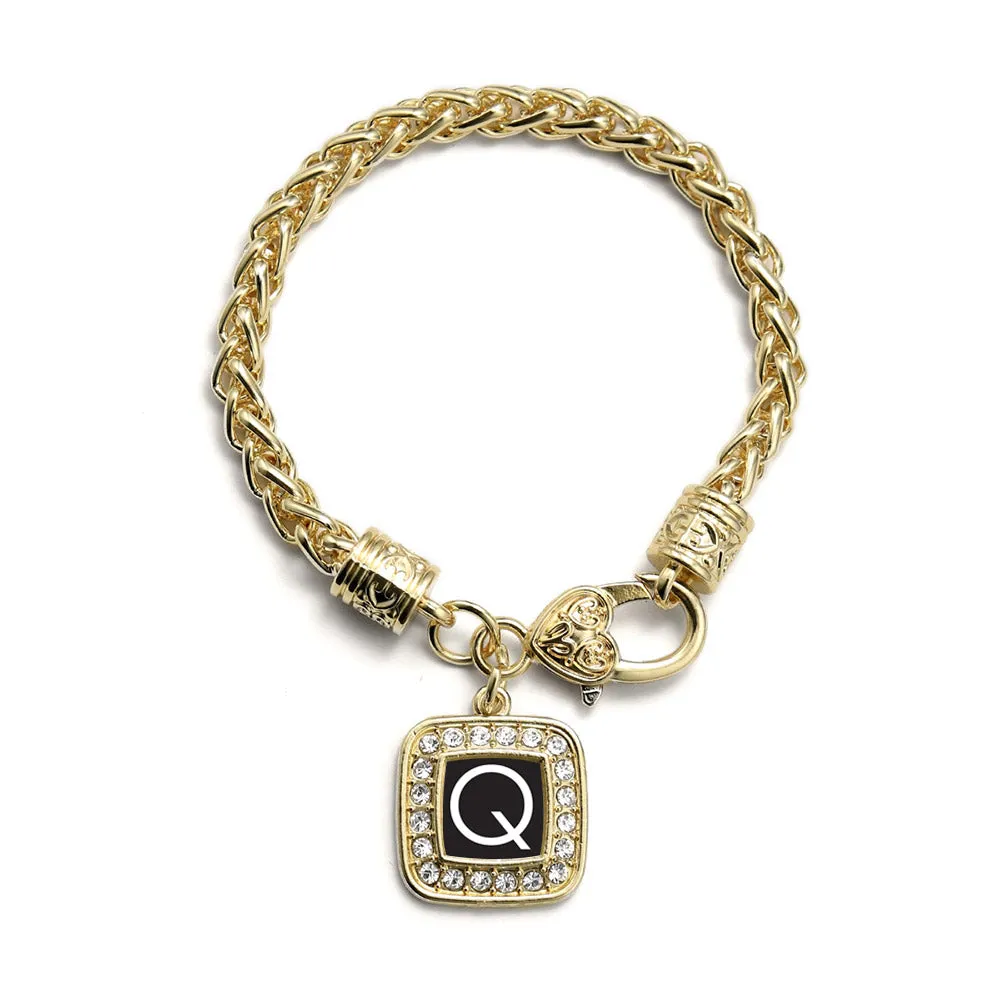 Gold My Initials - Letter Q Square Charm Braided Bracelet