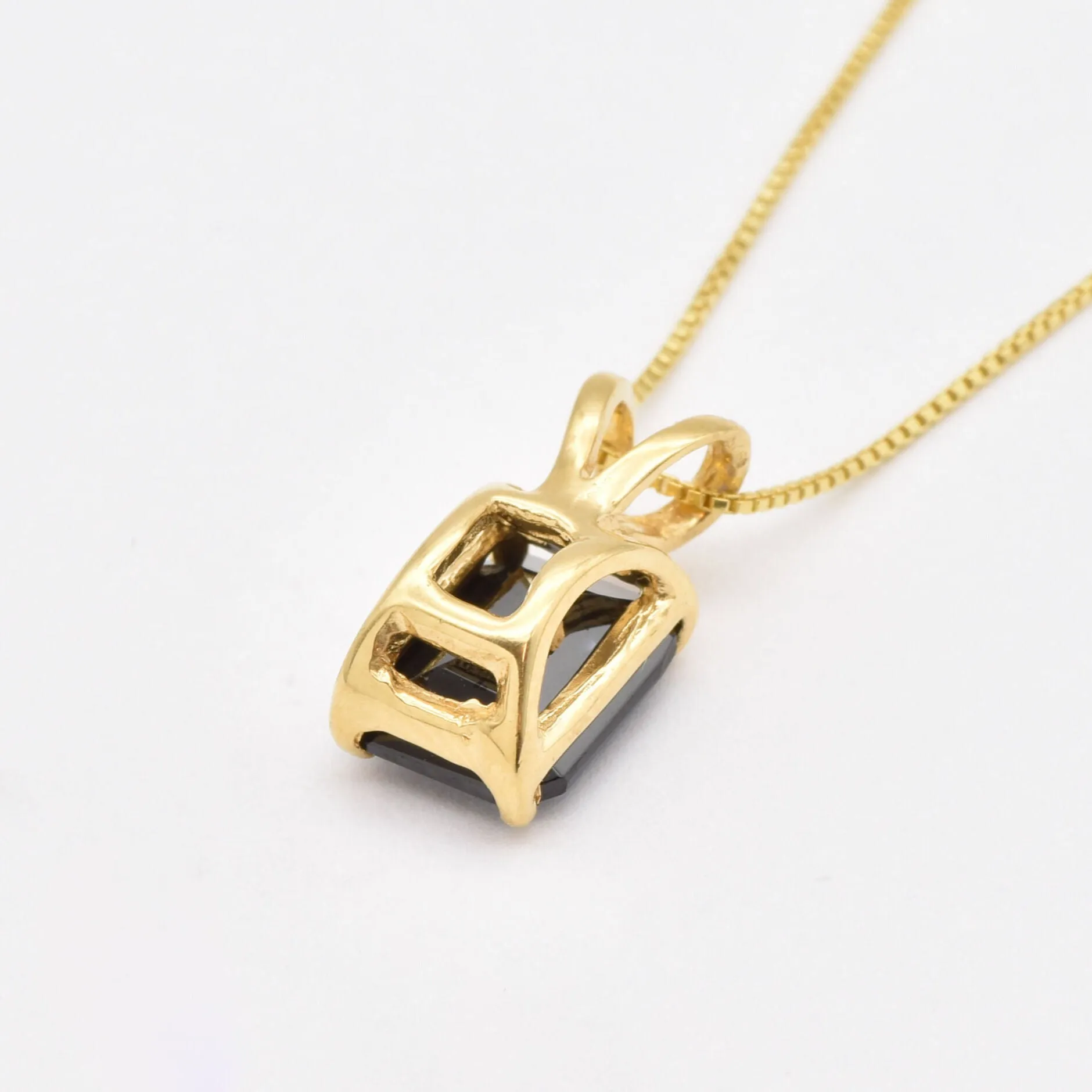 Gold Onyx Pendant - Natural Onyx Necklace, Black Square Pendant