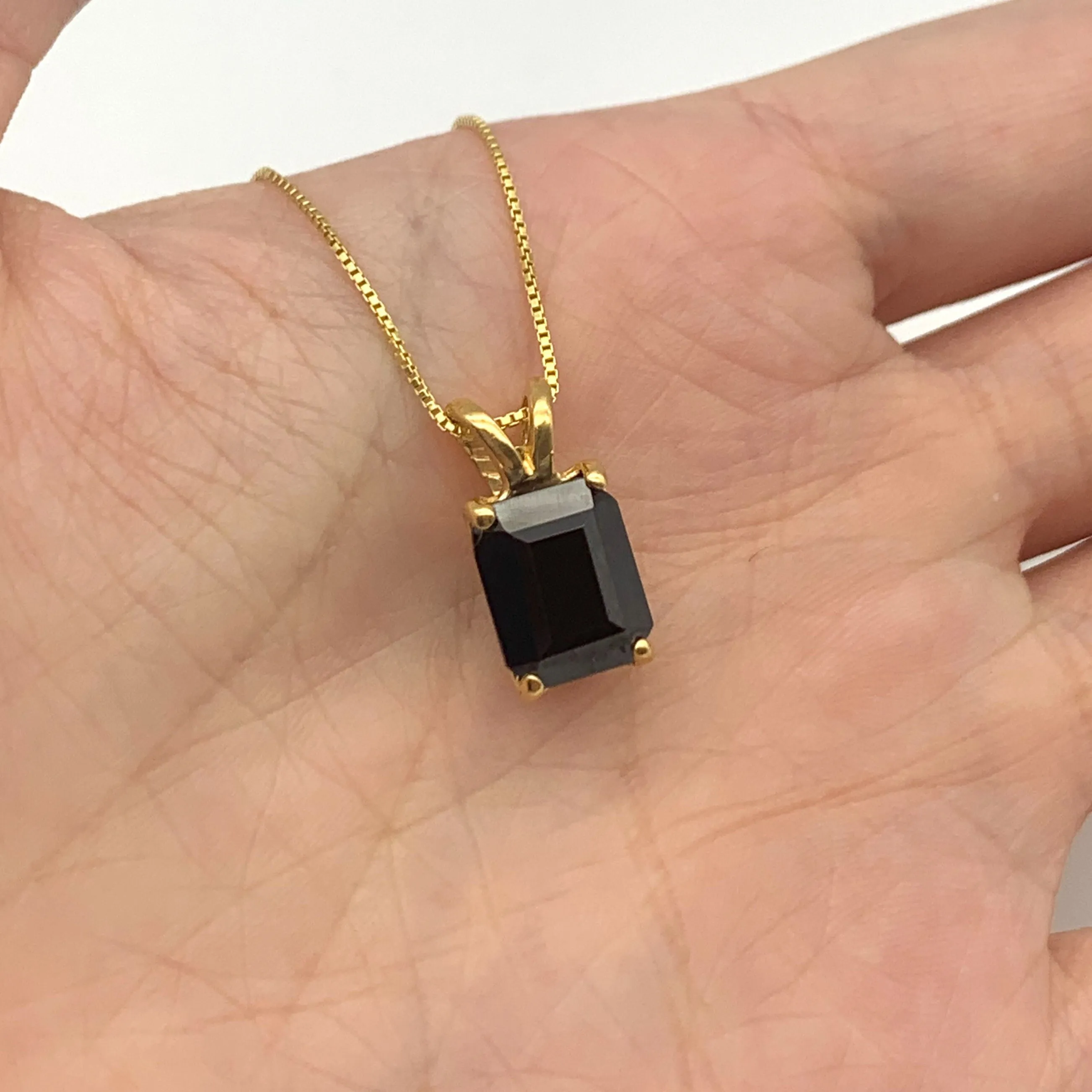 Gold Onyx Pendant - Natural Onyx Necklace, Black Square Pendant