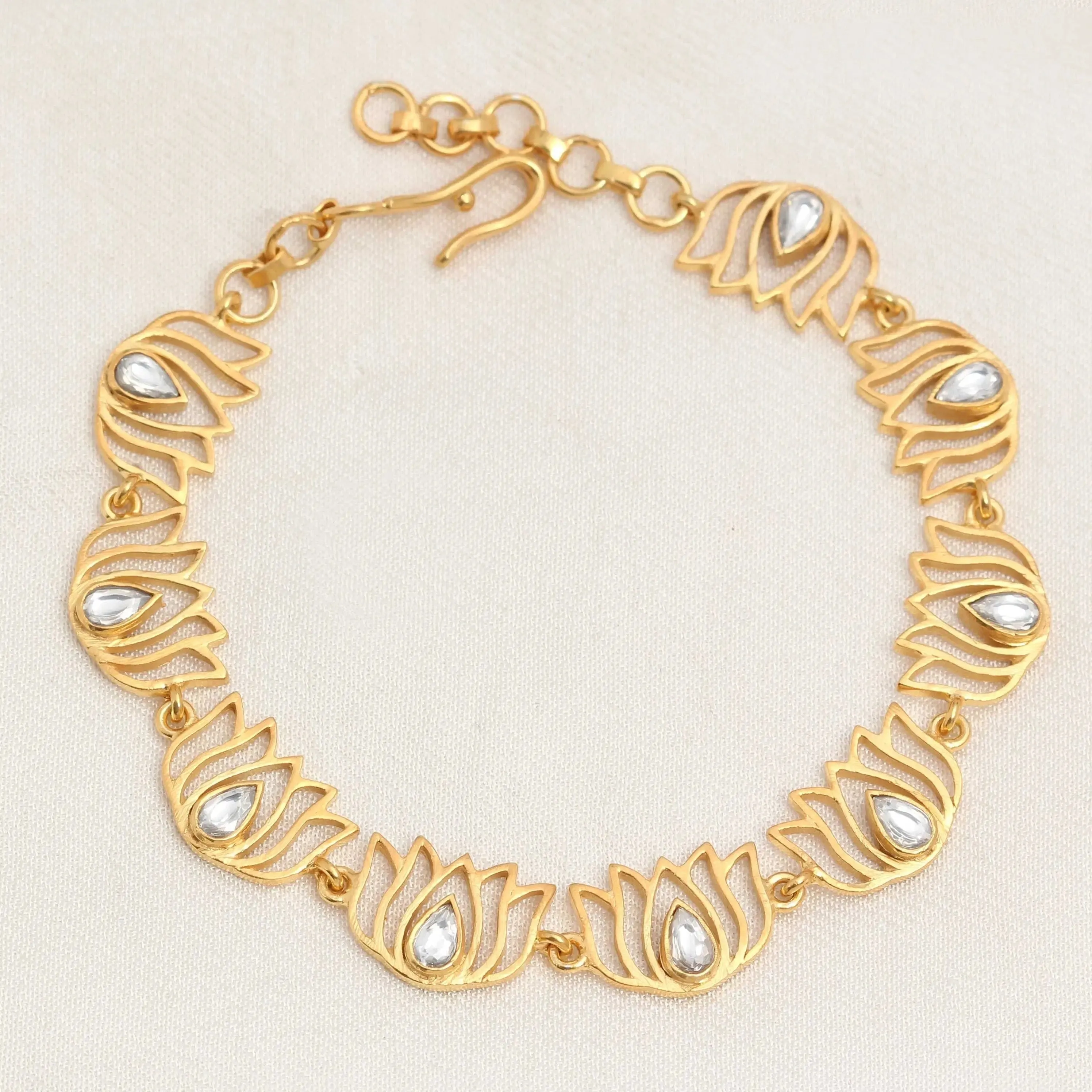 Gold Plated Silver Lotus Bracelet