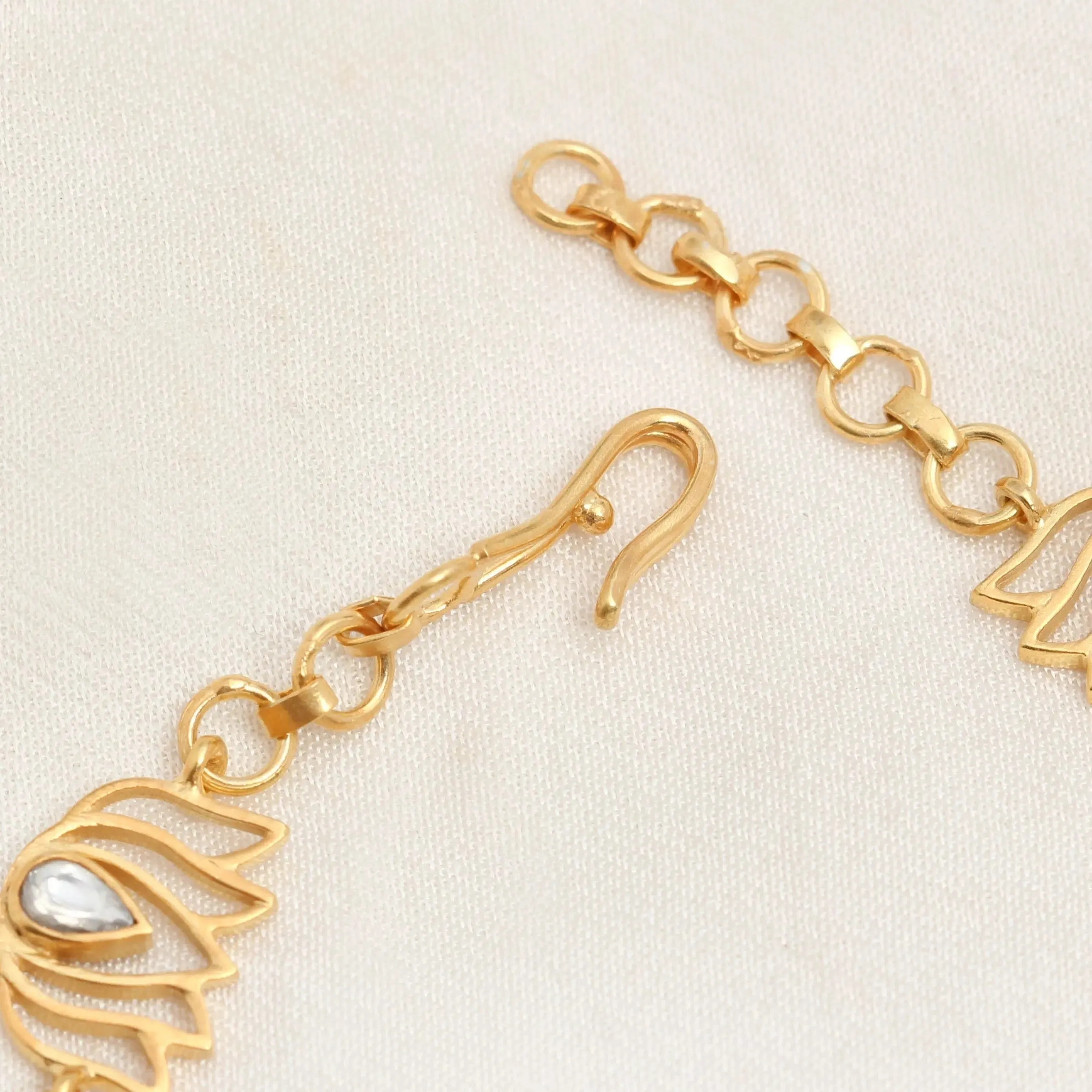 Gold Plated Silver Lotus Bracelet